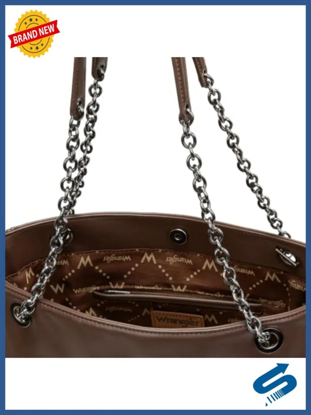 Faux Leather Drawstring Tote Bag with Removable Pouch, Magnetic Closure, Fits